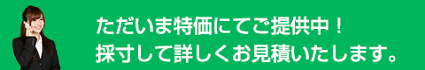 ただいま特価にてご提供中！採寸して詳しくお見積いたします。